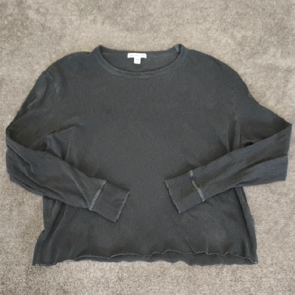 James Perse Long Sleeve Raw Hem Tee